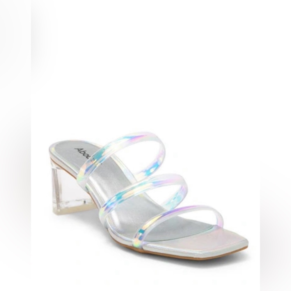 ABOUND Ethan Strappy Slide‎ Sandal Shoe Iridescent Clear Chunky Hologram Size 8